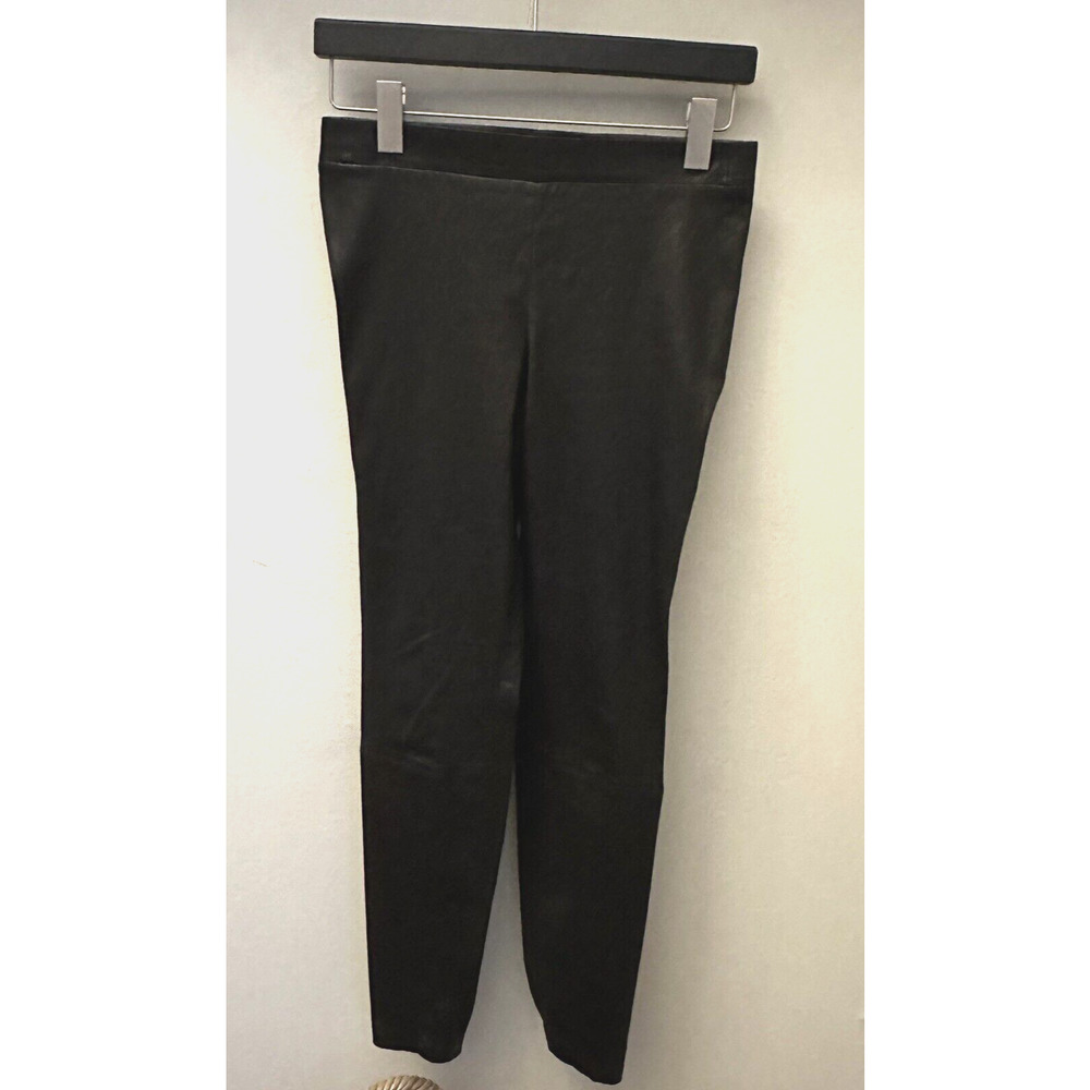 VINCE Leggings Black 100% SOFT Leather SZ S with zipper at hem #106730